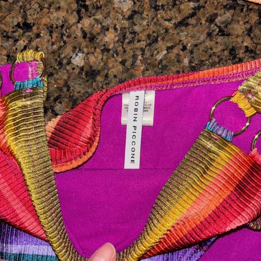 Robin Piccone Colorful Striped Bikini Top and bottom - Picture 6 of 7